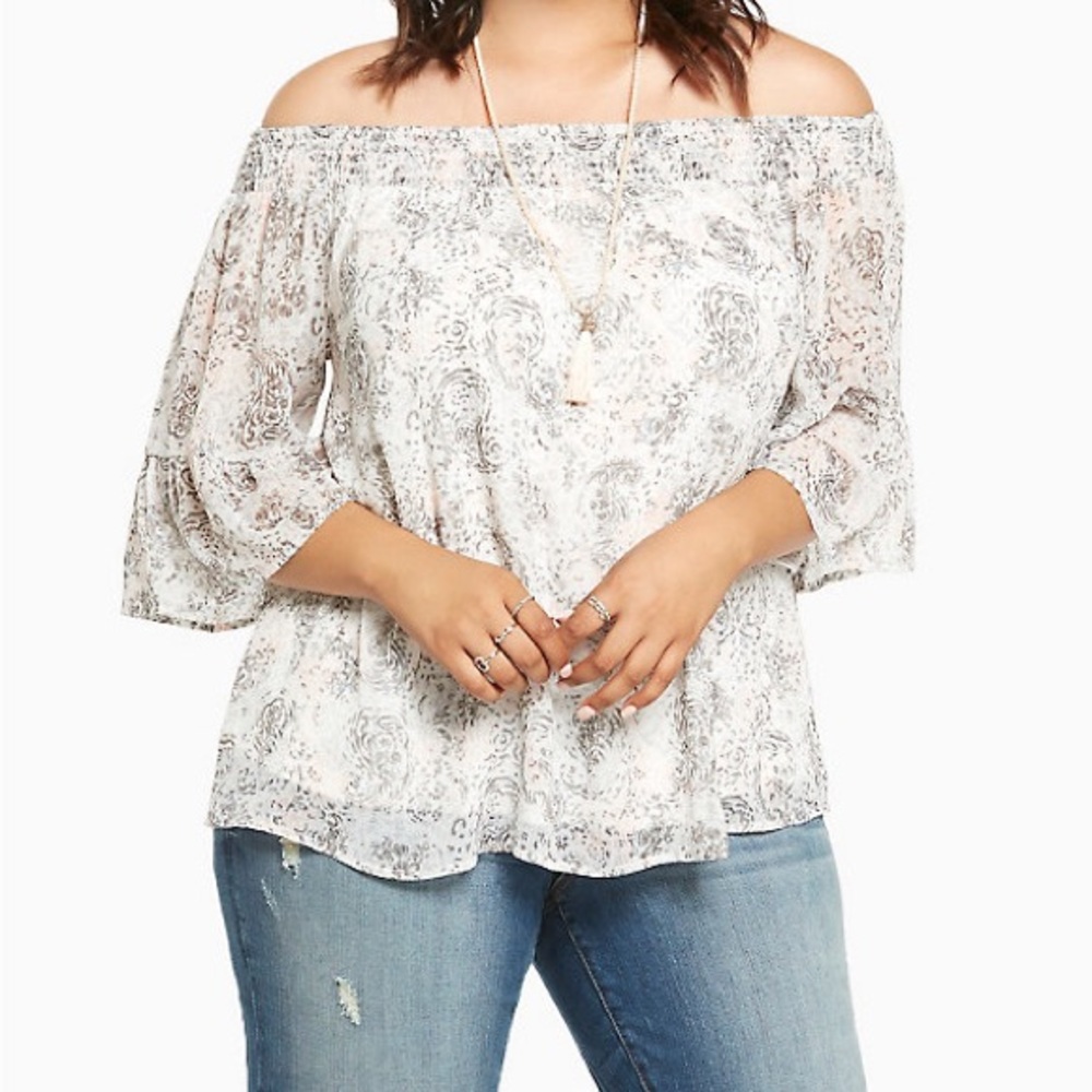 Torrid Paisley Print Chiffon Off Shoulder Top